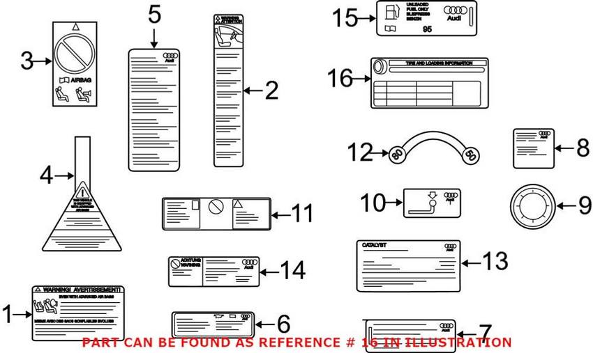 Audi Tire Label 8R0010502BH